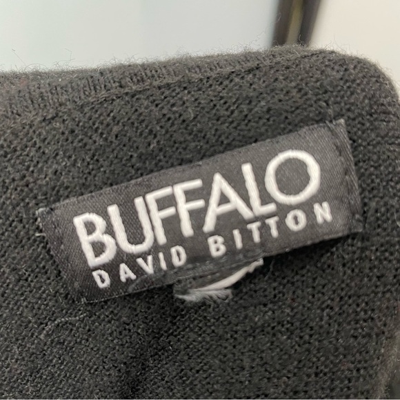 [L] Buffalo David Bitten Black Off The Shoulder Fringe Edge Long Sleeve Sweater - Picture 8 of 9